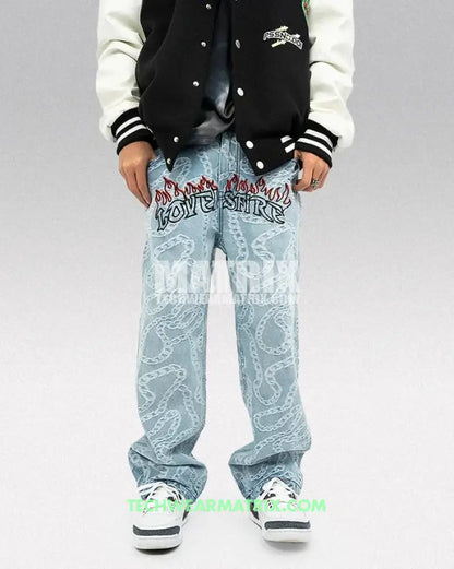 Y2K Light Blue Hip Hop Jeans