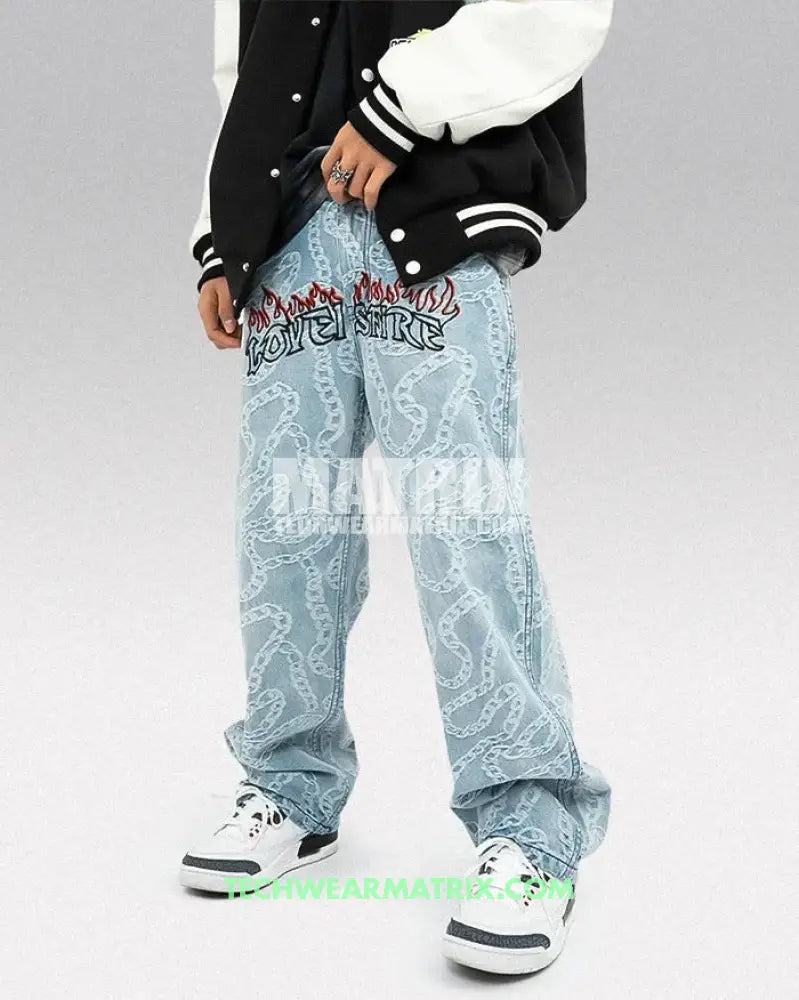 Y2K Light Blue Hip Hop Jeans