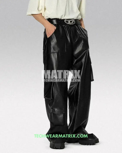 Y2K Pants Black PU Leather