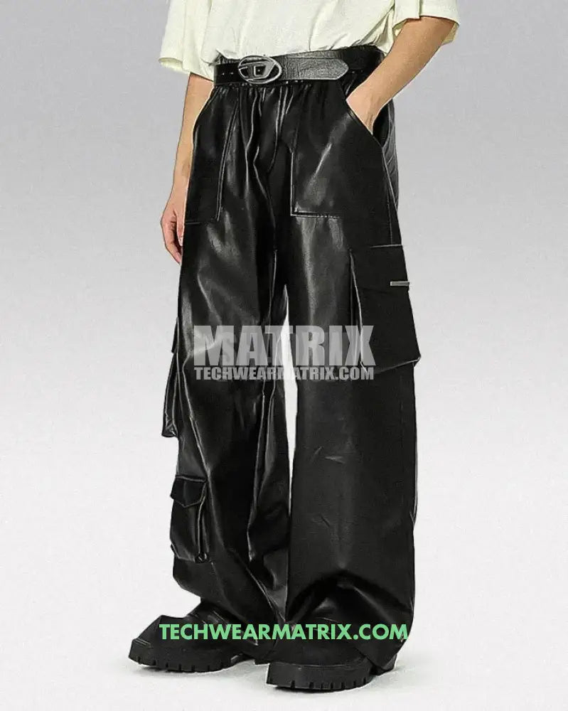 Y2K Pants Black PU Leather