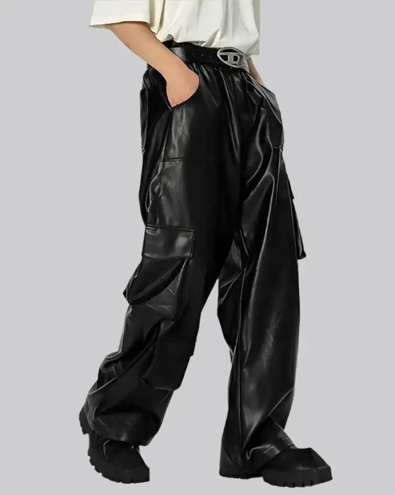 Y2K Pants Black PU Leather