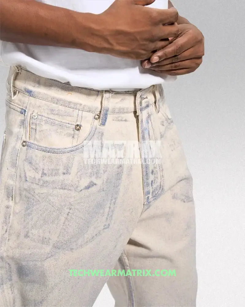 Y2K White Jeans Men