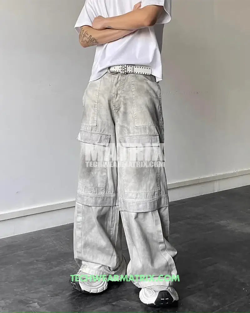 Y2K Wide Leg Jeans Grey